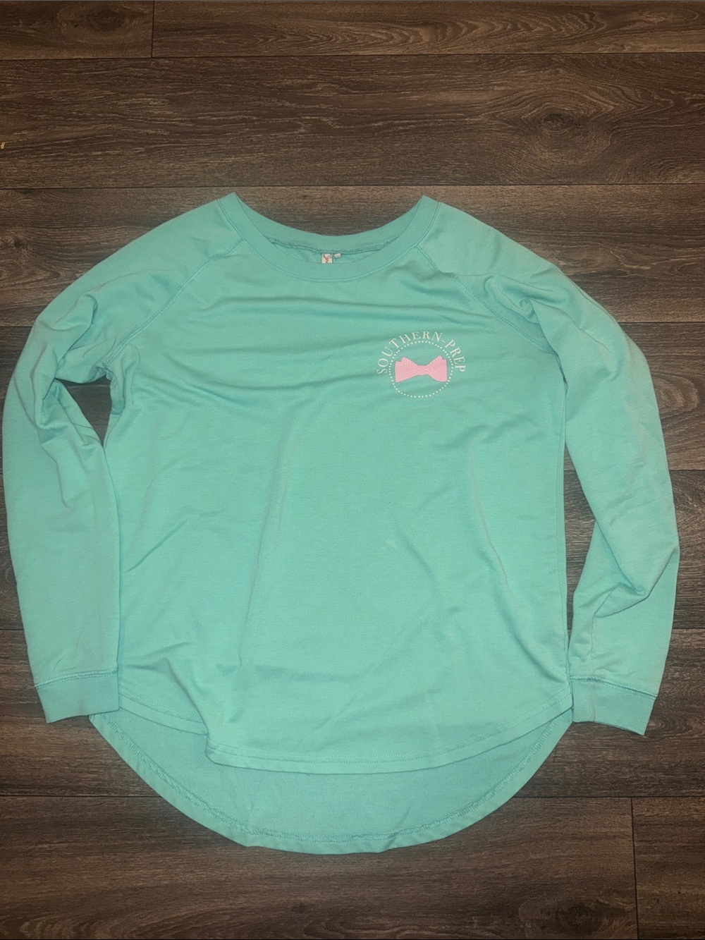Red Camel Mint Green Long-Sleeve Tee with Pink Logo